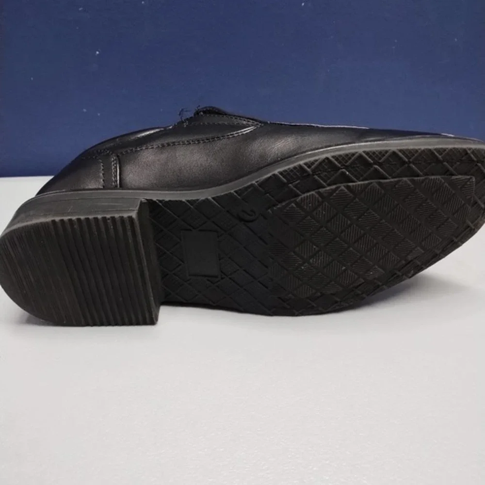 Bruno Marc Wedding Dress Shoes Youth Boys Sz 2 Black Square Toe Slip On SBOX225K